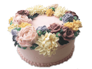 round blue cake with flowers for Shabbos