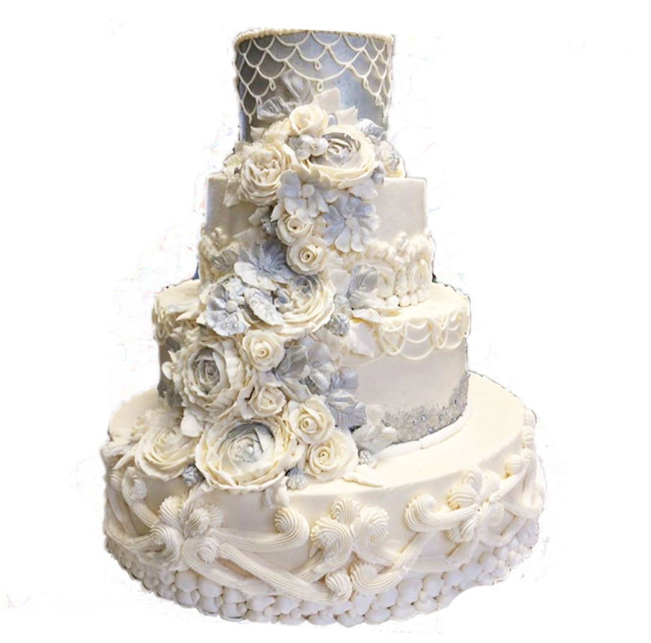 three-tier wedding cake