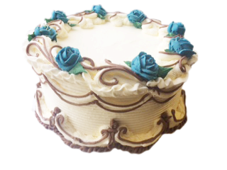 round cake with white icing for Shabbos