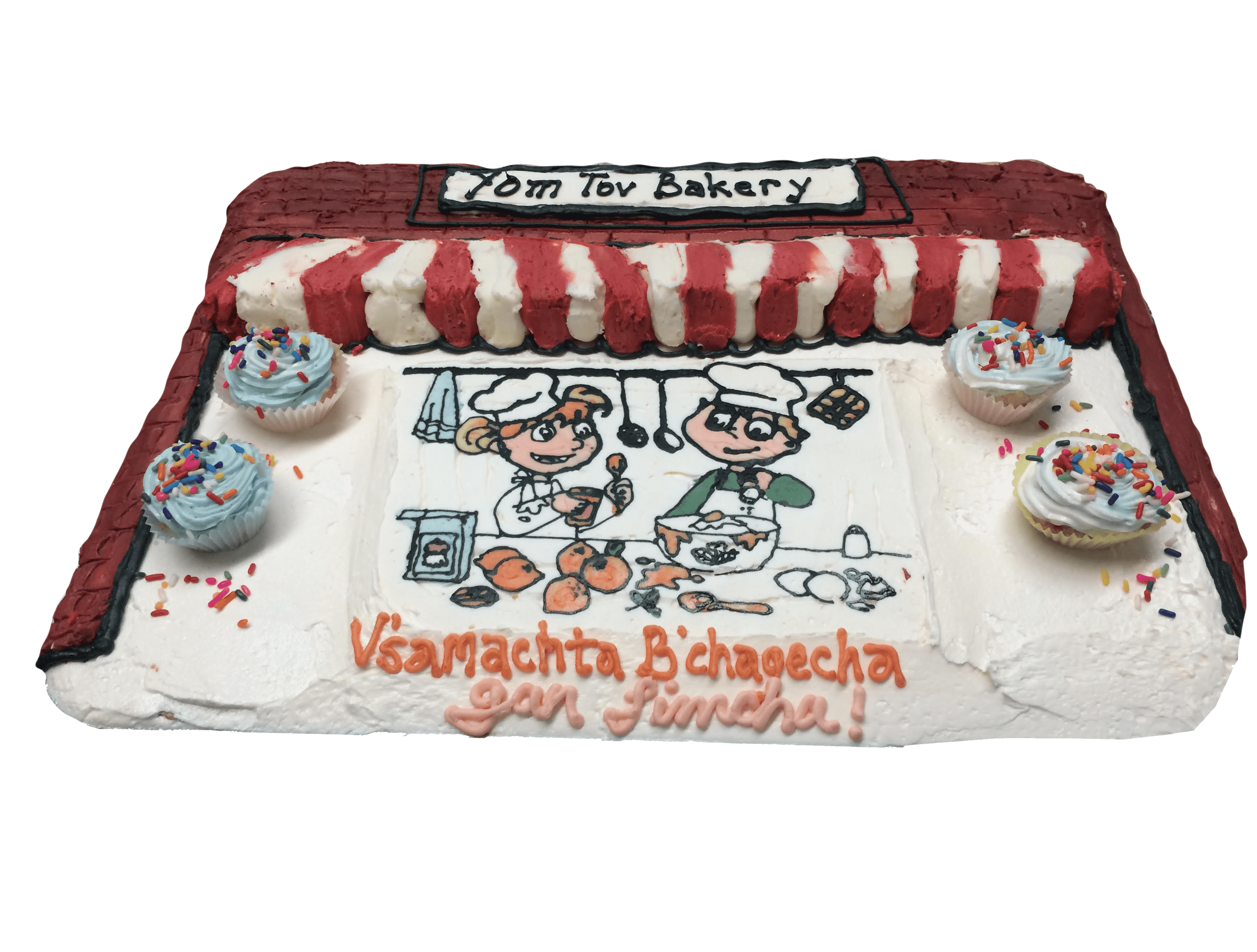 cake decorated with doughnuts